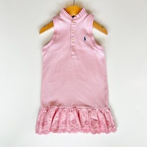 Ralph Lauren Pink Sleeveless Eyelet Hem Knit Dress
